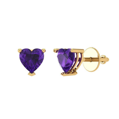 1.5cttw Amethyst Gold-Plated 925 Silver Screw Back Stud Earrings