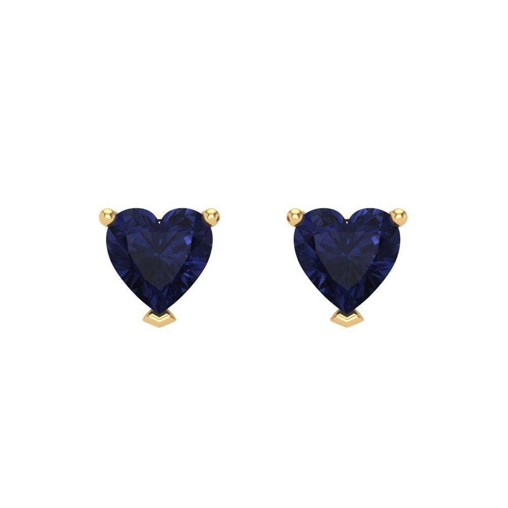 1.5 ctw Blue Sapphire Studs Earrings | 6.0mm Heart Cut White Gold Screw back | September Birthstone