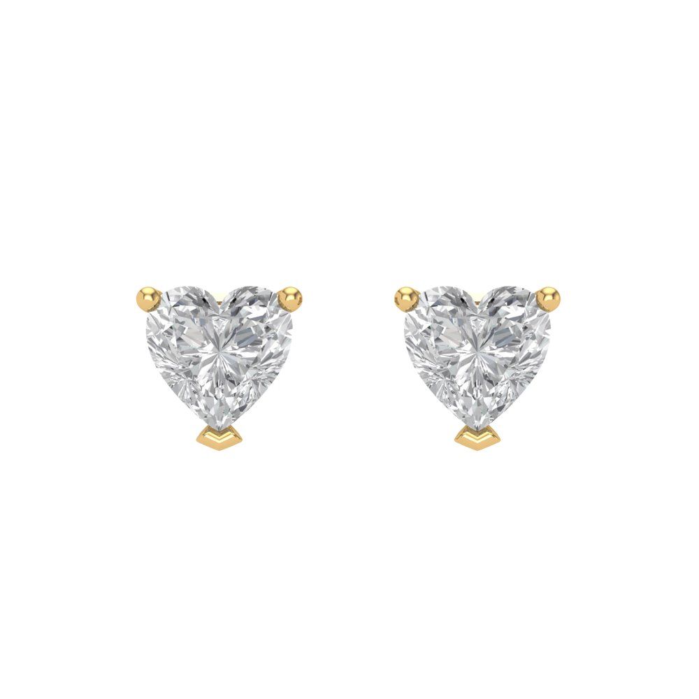 1.5 ctw Moissanite Studs Earrings | 6.0mm Heart Cut White Gold Screw back | April Birthstone