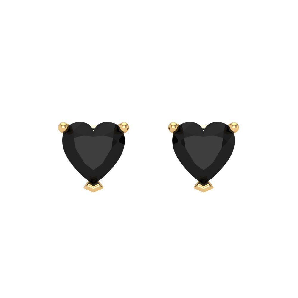 1.5 ctw Onyx Studs Earrings | 6.0mm Heart Cut White Gold Screw back | July Birthstone