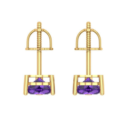 1.5cttw Amethyst Gold-Plated 925 Silver Screw Back Stud Earrings