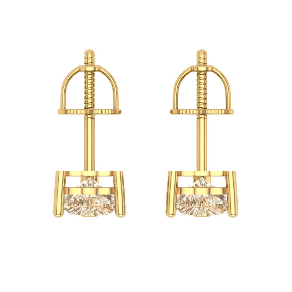 1.5 ctw Morganite Studs Earrings | 6.0mm Heart Cut White Gold Screw back | February Birthstone