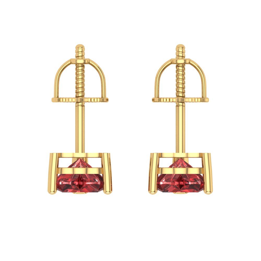 1.5 ctw Garnet Studs Earrings | 6.0mm Heart Cut White Gold Screw back | January Birthstone