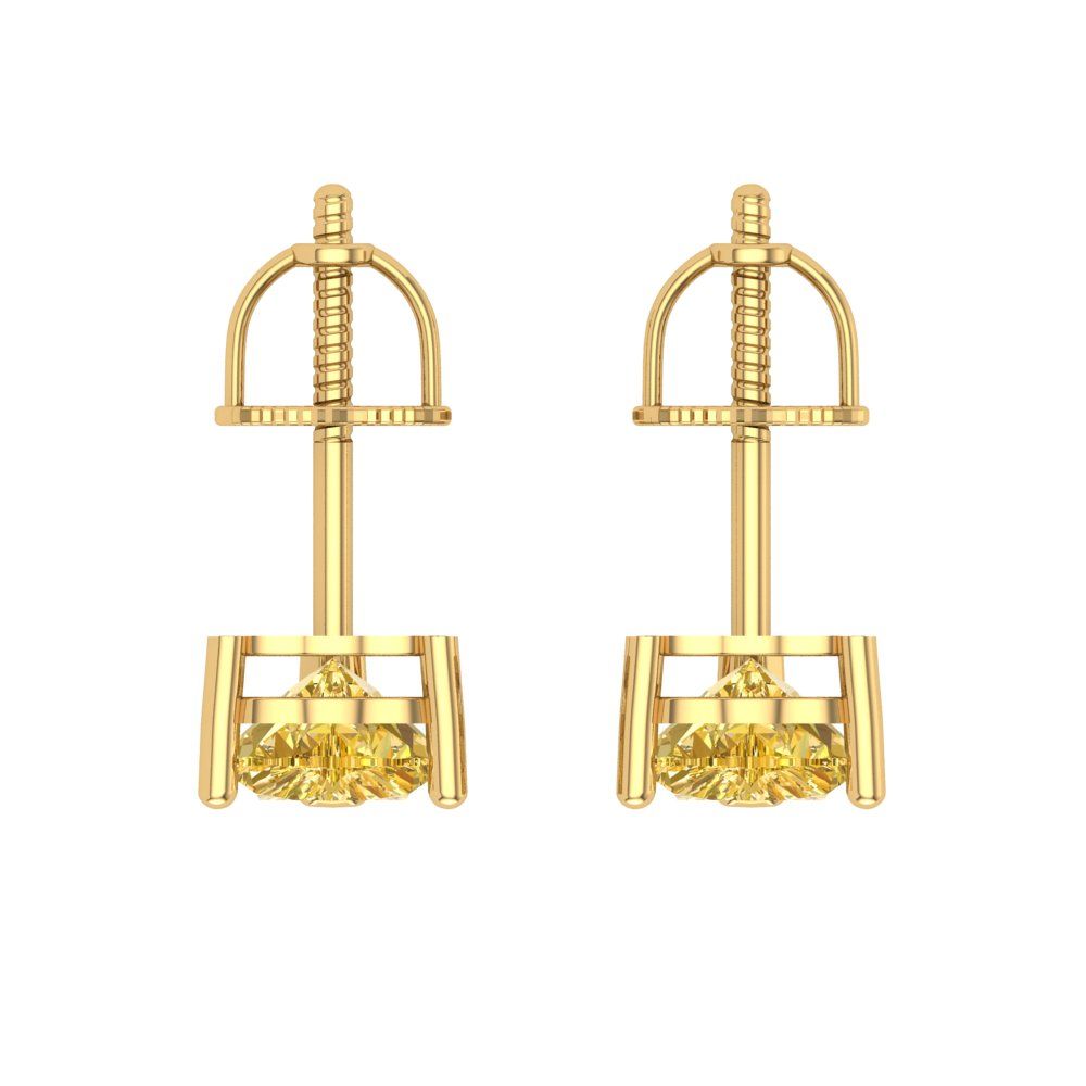 1.5 ctw Citrine Studs Earrings | 6.0mm Heart Cut White Gold Screw back | November Birthstone