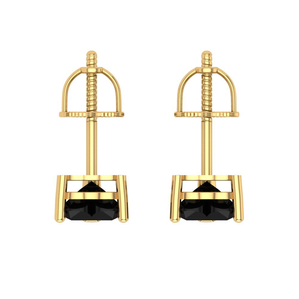 1.5 ctw Onyx Studs Earrings | 6.0mm Heart Cut White Gold Screw back | July Birthstone