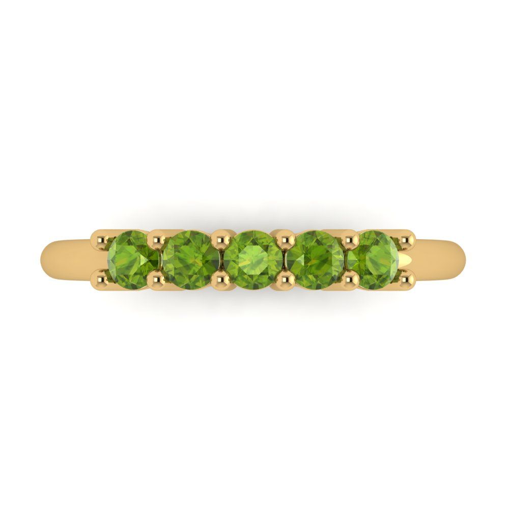 0.35 cttw Natural Peridot Round Cut Yellow Gold Eternity Wedding Band