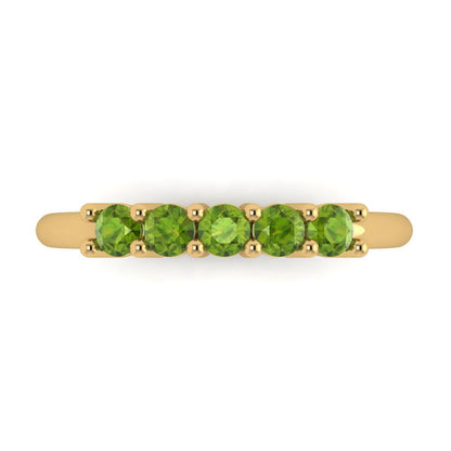 0.35 cttw Natural Peridot Round Cut Yellow Gold Eternity Wedding Band