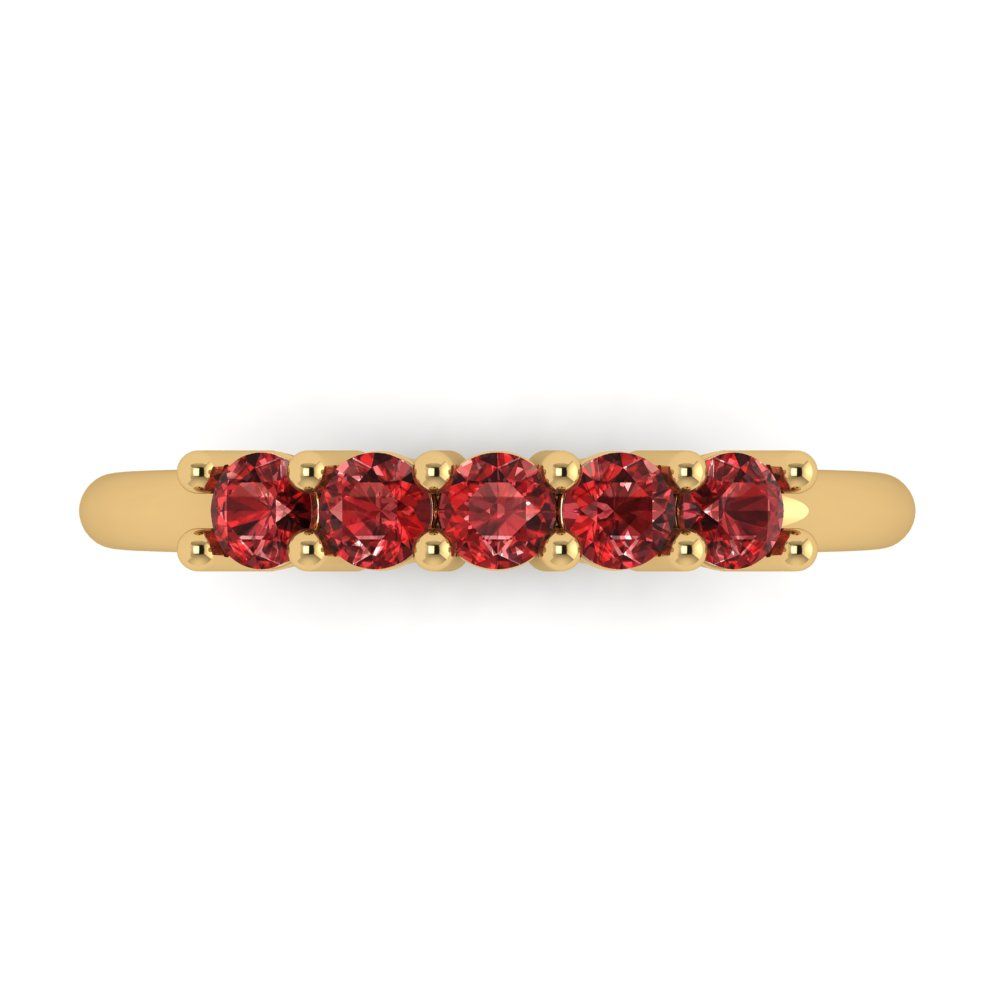 0.35 cttw Natural Garnet Round Cut Yellow Gold Eternity Wedding Band