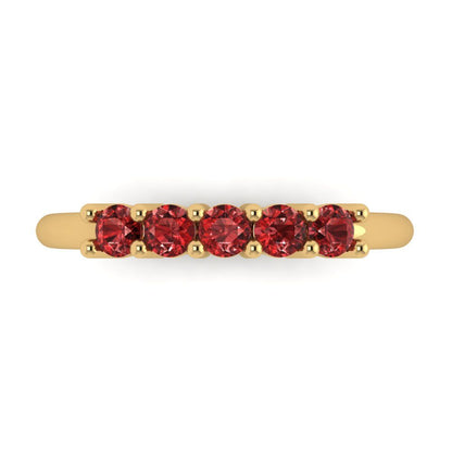 0.35 cttw Natural Garnet Round Cut Yellow Gold Eternity Wedding Band