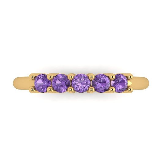 0.35 cttw Simulated Alexandrite Round Cut Yellow Gold Eternity Wedding Band