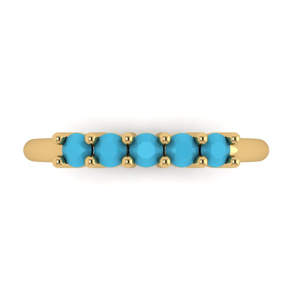 0.35 cttw Simulated Turquoise Round Cut Yellow Gold Eternity Wedding Band