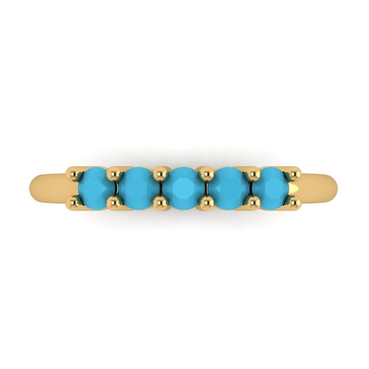 0.35 cttw Simulated Turquoise Round Cut Yellow Gold Eternity Wedding Band