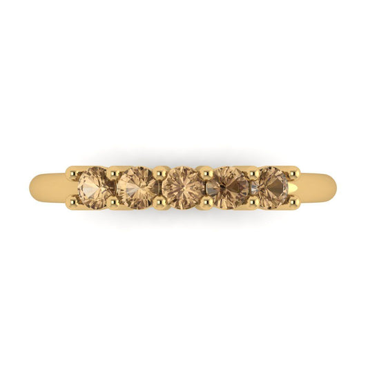 0.35 cttw Simulated Champagne Diamond Round Cut Yellow Gold Eternity Wedding Band