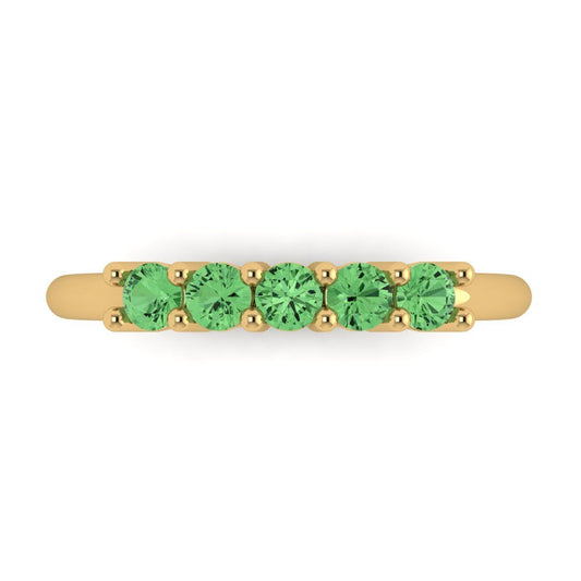 0.35 cttw Simulated Green Diamond Round Cut Yellow Gold Eternity Wedding Band