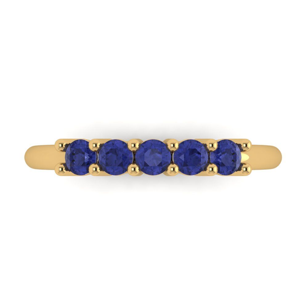 0.35 cttw Simulated Tanzanite Round Cut Yellow Gold Eternity Wedding Band