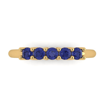 0.35 cttw Simulated Tanzanite Round Cut Yellow Gold Eternity Wedding Band