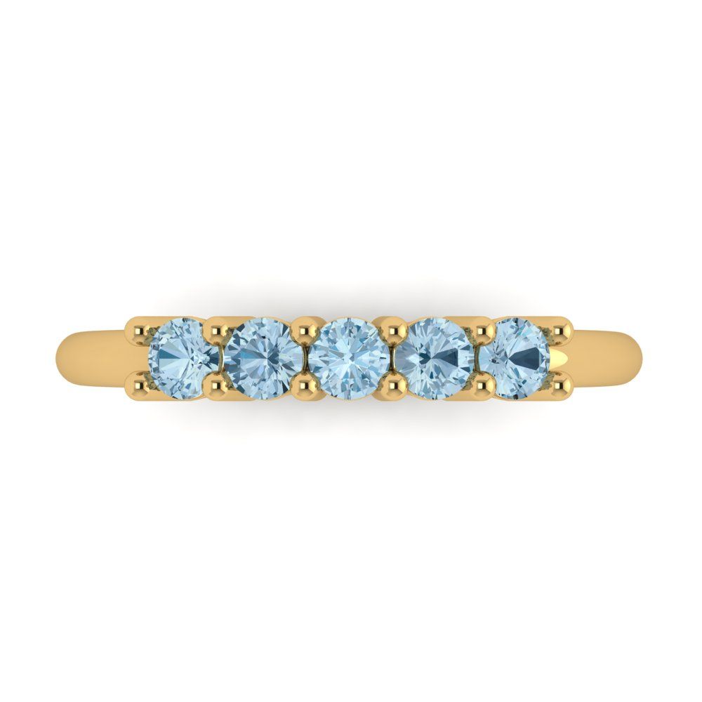 0.35 cttw Natural Aquamarine Round Cut Yellow Gold Eternity Wedding Band