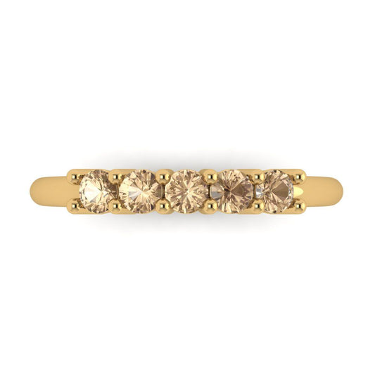 0.35 cttw Yellow Moissanite Round Cut Yellow Gold Eternity Wedding Band