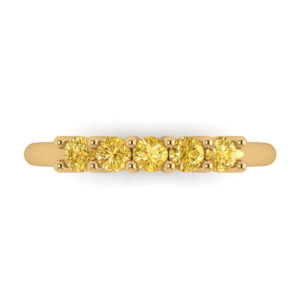 0.35 cttw Natural Citrine Round Cut Yellow Gold Eternity Wedding Band