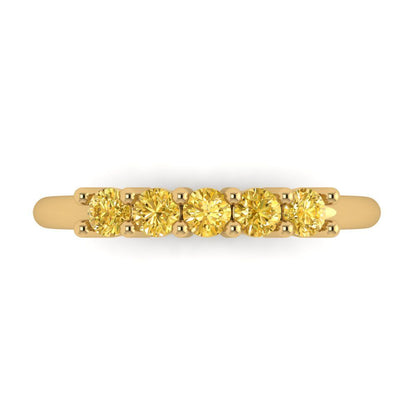 0.35 cttw Natural Citrine Round Cut Yellow Gold Eternity Wedding Band