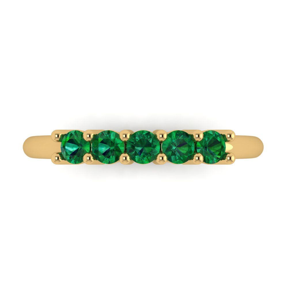 0.35 cttw Simulated Emerald Round Cut Yellow Gold Eternity Wedding Band