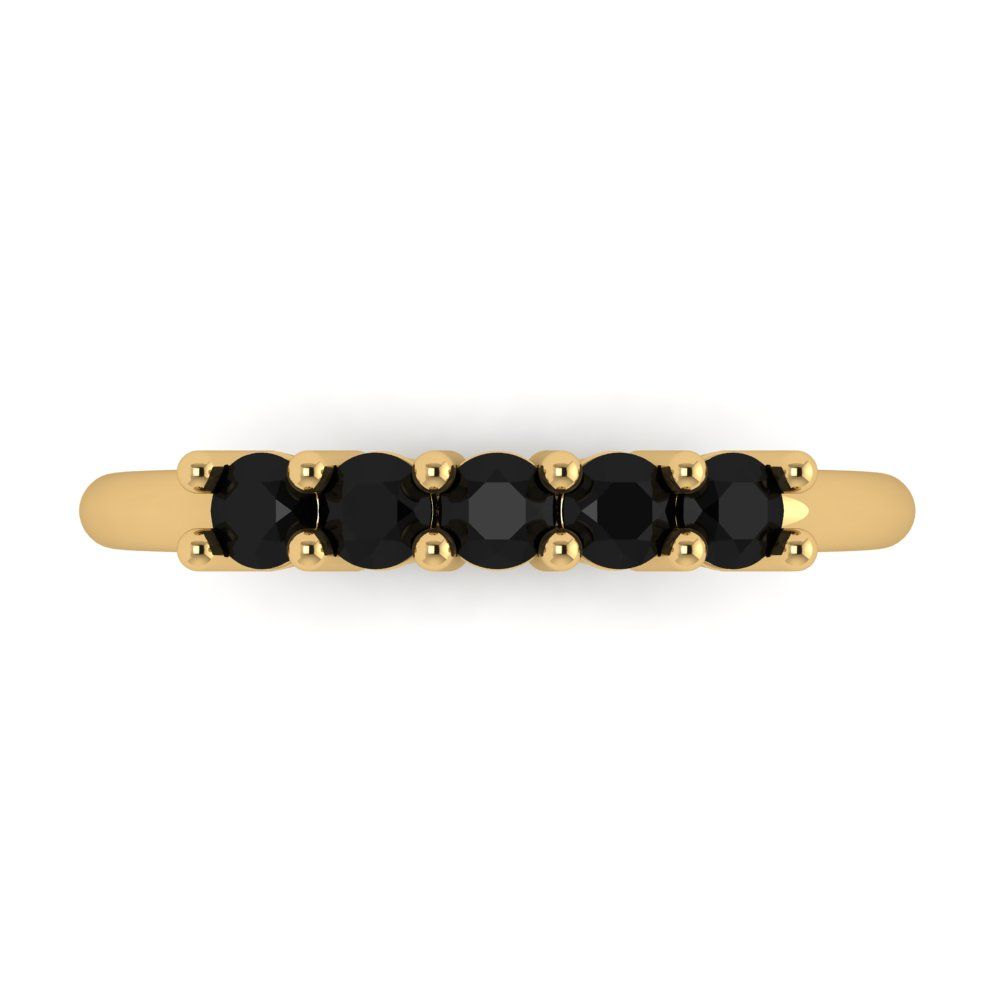 0.35 cttw Natural Onyx Round Cut Yellow Gold Eternity Wedding Band
