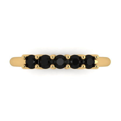 0.35 cttw Natural Onyx Round Cut Yellow Gold Eternity Wedding Band