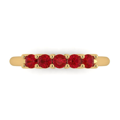 0.35 cttw Simulated Ruby Round Cut Yellow Gold Eternity Wedding Band