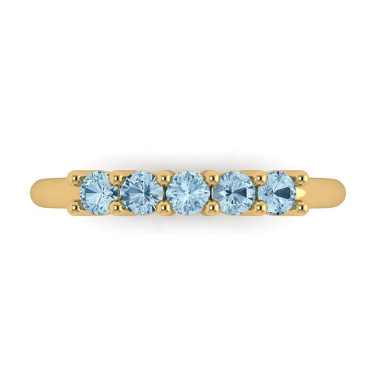 0.35 cttw Simulated Blue Diamond Round Cut Yellow Gold Eternity Wedding Band