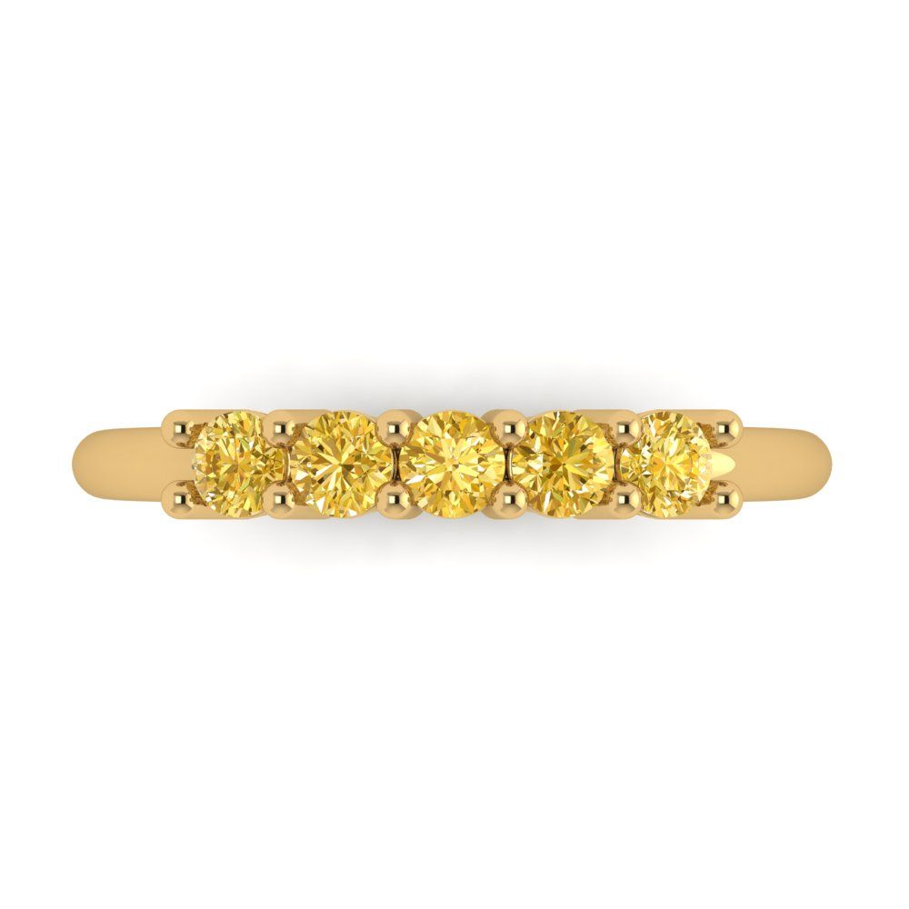 0.35 cttw Simulated Yellow Diamond Round Cut Yellow Gold Eternity Wedding Band