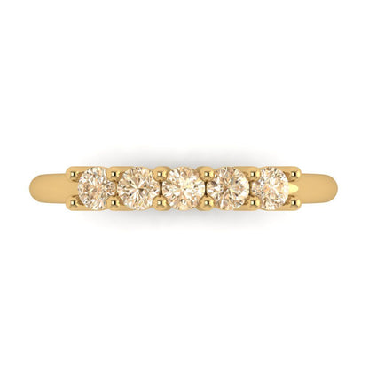 0.35 cttw Natural Morganite Round Cut Yellow Gold Eternity Wedding Band