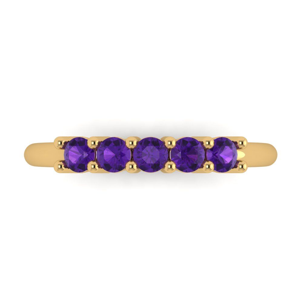 0.35 cttw Natural Amethyst Round Cut Yellow Gold Eternity Wedding Band