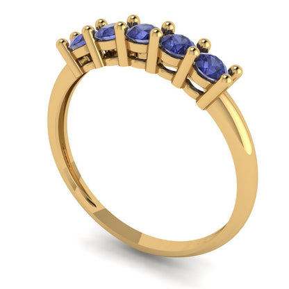 0.35 cttw Simulated Tanzanite Round Cut Yellow Gold Eternity Wedding Band