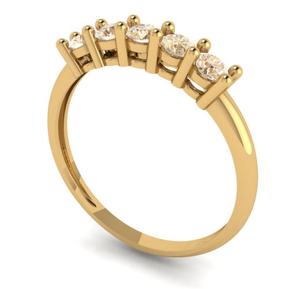 0.35 cttw Natural Morganite Round Cut Yellow Gold Eternity Wedding Band