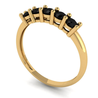 0.35 cttw Natural Onyx Round Cut Yellow Gold Eternity Wedding Band