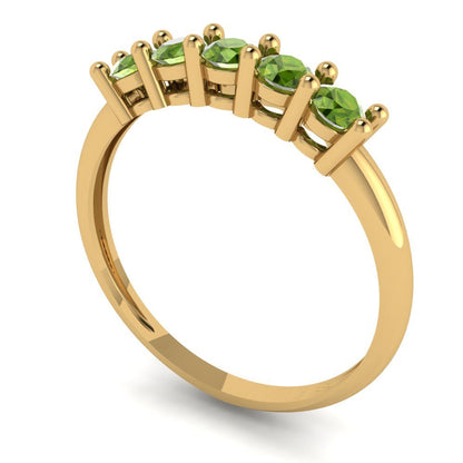 0.35 cttw Natural Peridot Round Cut Yellow Gold Eternity Wedding Band
