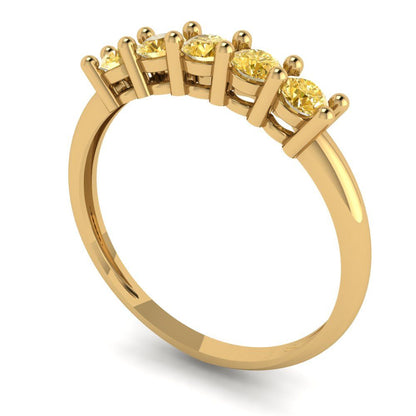 0.35 cttw Simulated Yellow Diamond Round Cut Yellow Gold Eternity Wedding Band