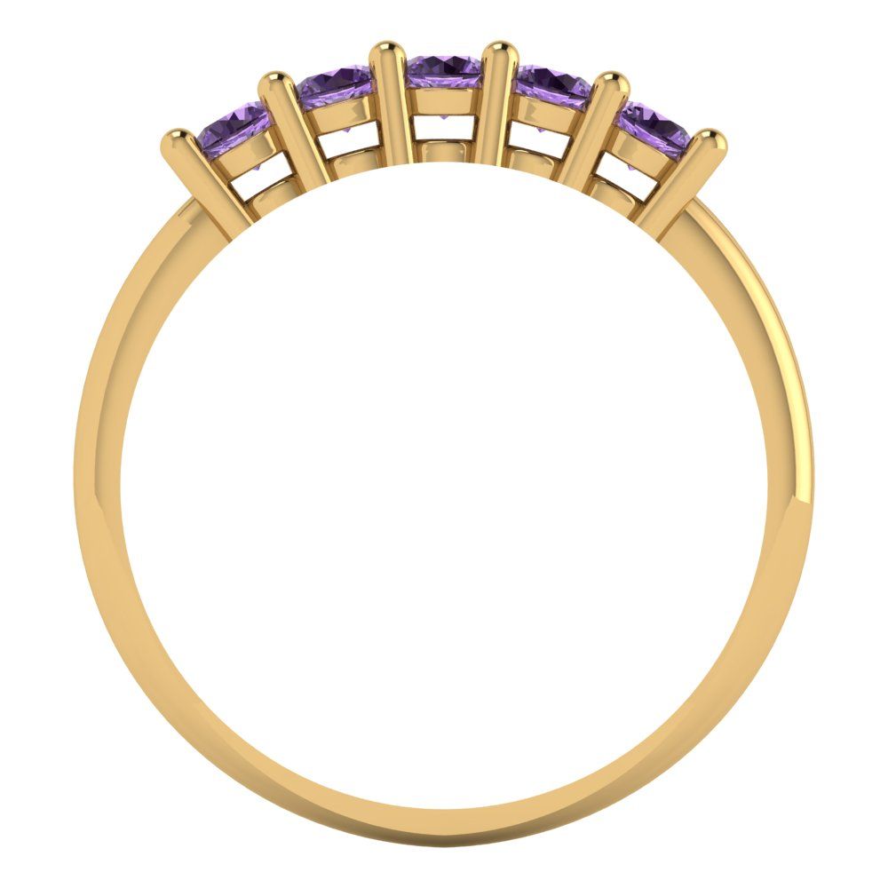 0.35 cttw Simulated Alexandrite Round Cut Yellow Gold Eternity Wedding Band