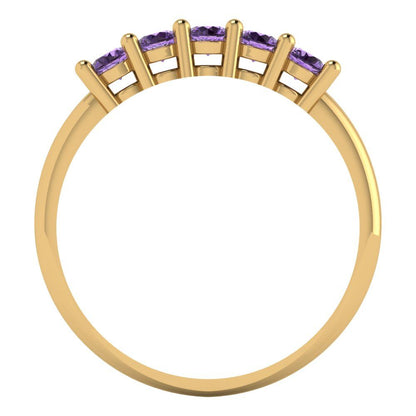 0.35 cttw Simulated Alexandrite Round Cut Yellow Gold Eternity Wedding Band