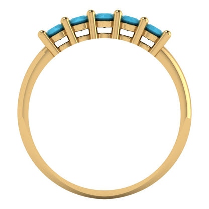 0.35 cttw Simulated Turquoise Round Cut Yellow Gold Eternity Wedding Band