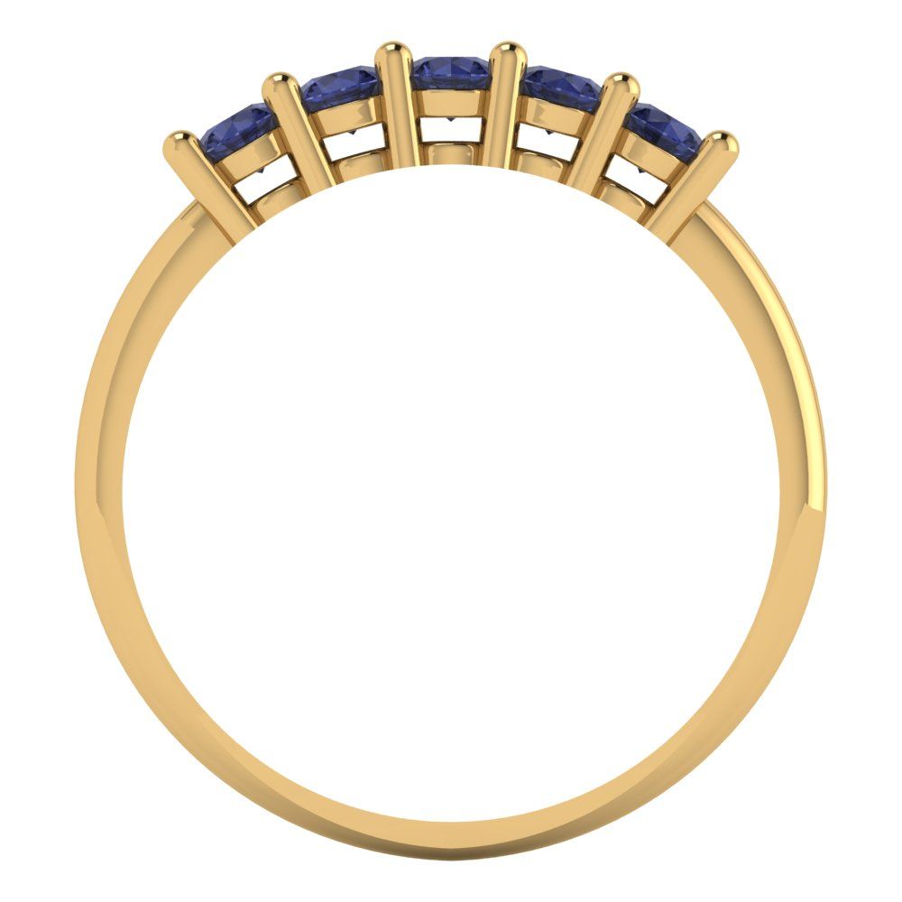 0.35 cttw Simulated Blue Sapphire Round Cut Yellow Gold Eternity Wedding Band