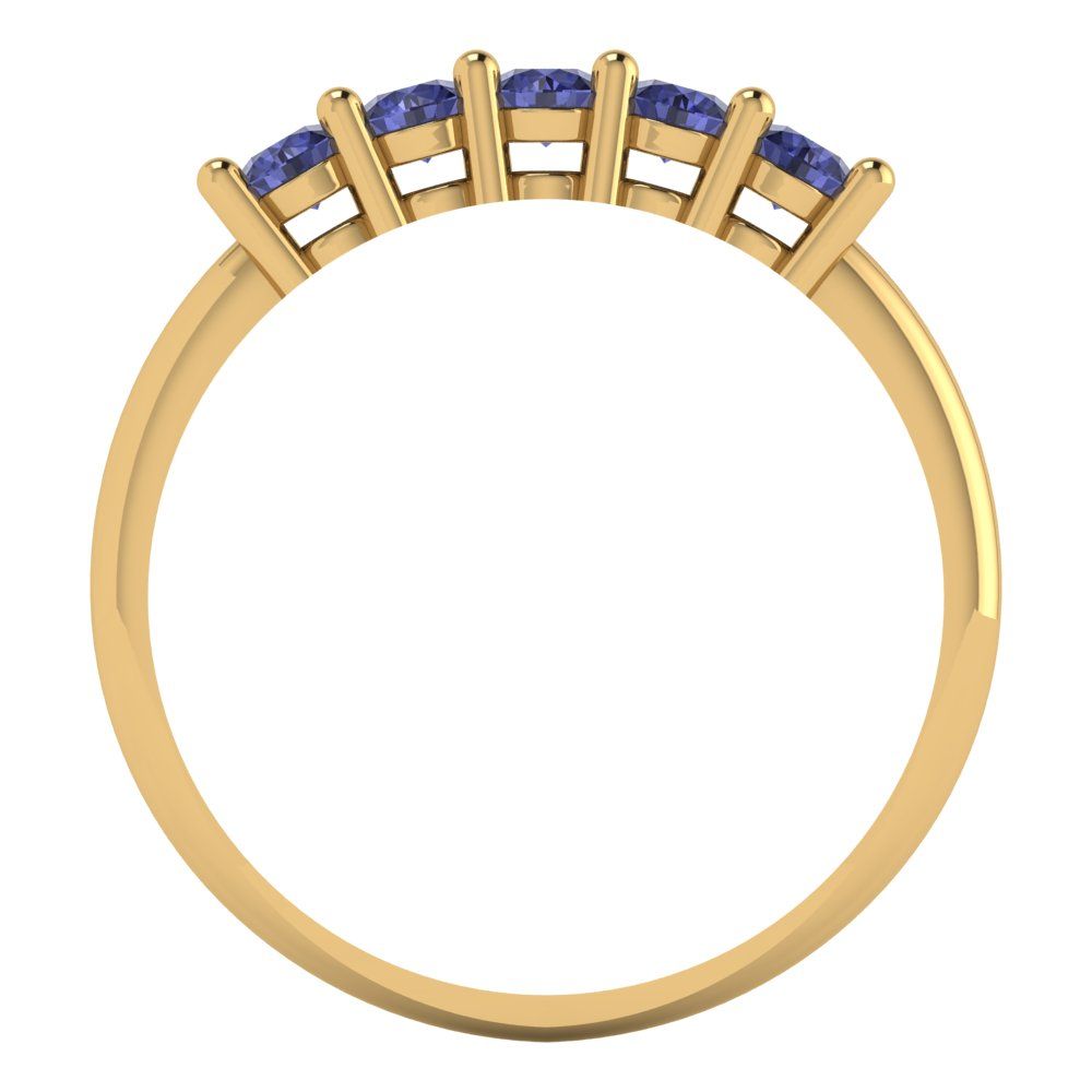 0.35 cttw Simulated Tanzanite Round Cut Yellow Gold Eternity Wedding Band