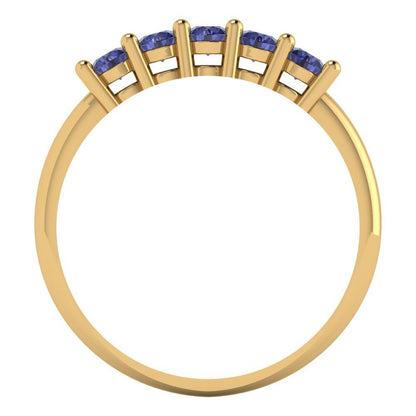 0.35 cttw Simulated Tanzanite Round Cut Yellow Gold Eternity Wedding Band