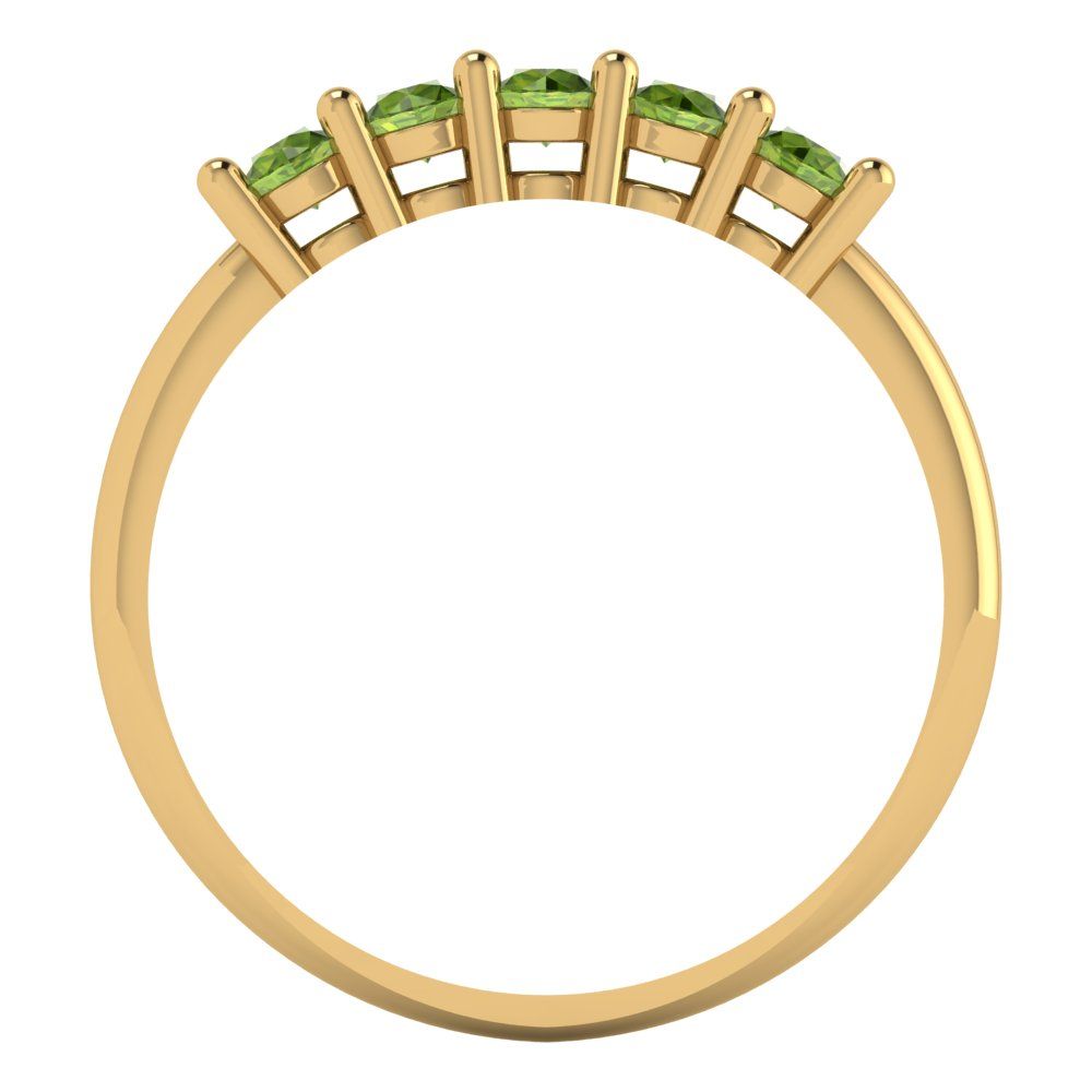 0.35 cttw Natural Peridot Round Cut Yellow Gold Eternity Wedding Band