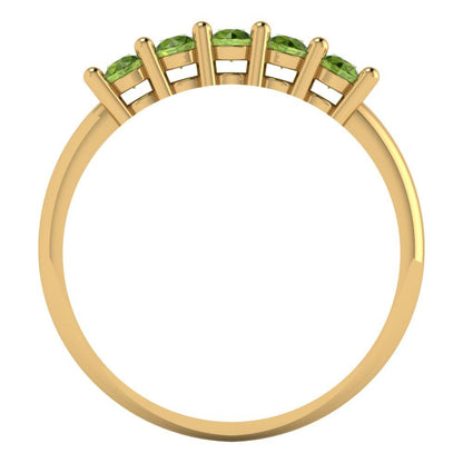 0.35 cttw Natural Peridot Round Cut Yellow Gold Eternity Wedding Band