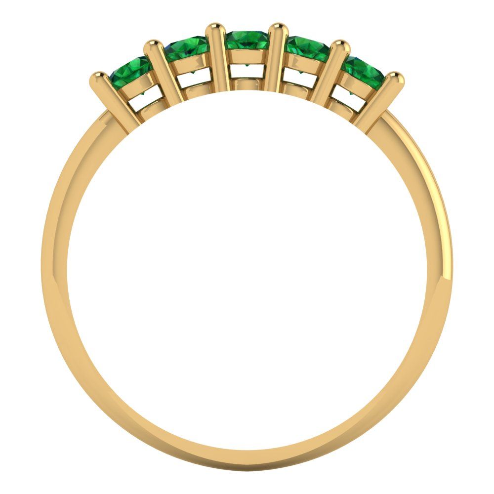0.35 cttw Simulated Emerald Round Cut Yellow Gold Eternity Wedding Band