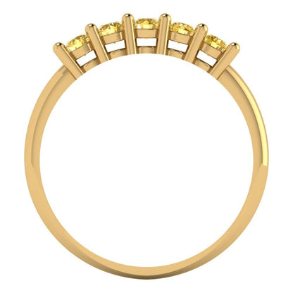 0.35 cttw Natural Citrine Round Cut Yellow Gold Eternity Wedding Band