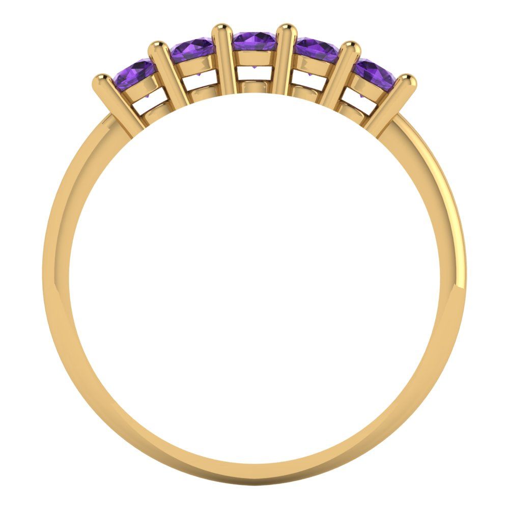 0.35 cttw Natural Amethyst Round Cut Yellow Gold Eternity Wedding Band