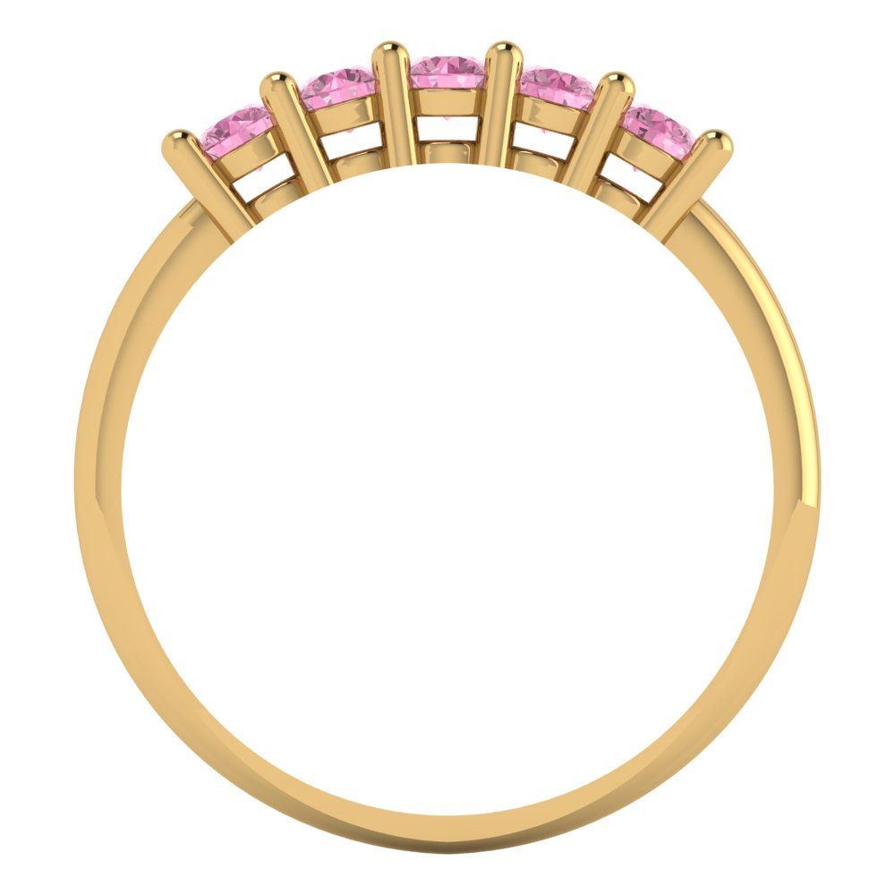 0.35 cttw Simulated Pink Diamond Round Cut Yellow Gold Eternity Wedding Band