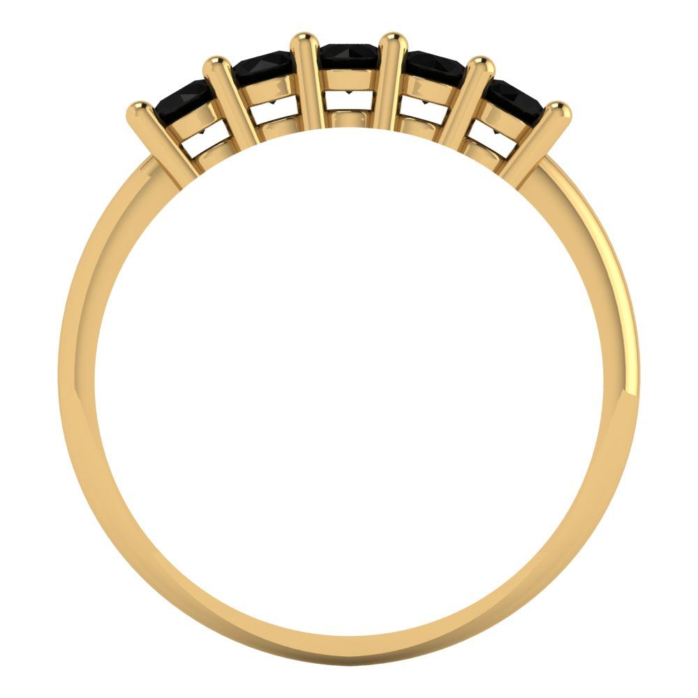 0.35 cttw Natural Onyx Round Cut Yellow Gold Eternity Wedding Band